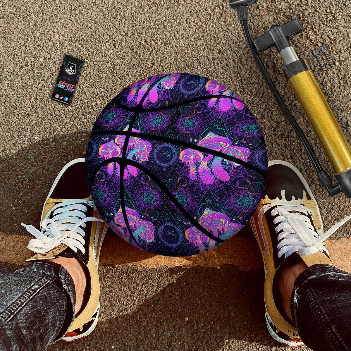 Mushroom Psychedelic Print Pattern Basketball-grizzshop