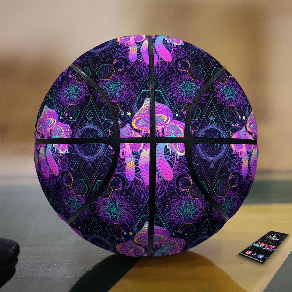 Mushroom Psychedelic Print Pattern Basketball-grizzshop