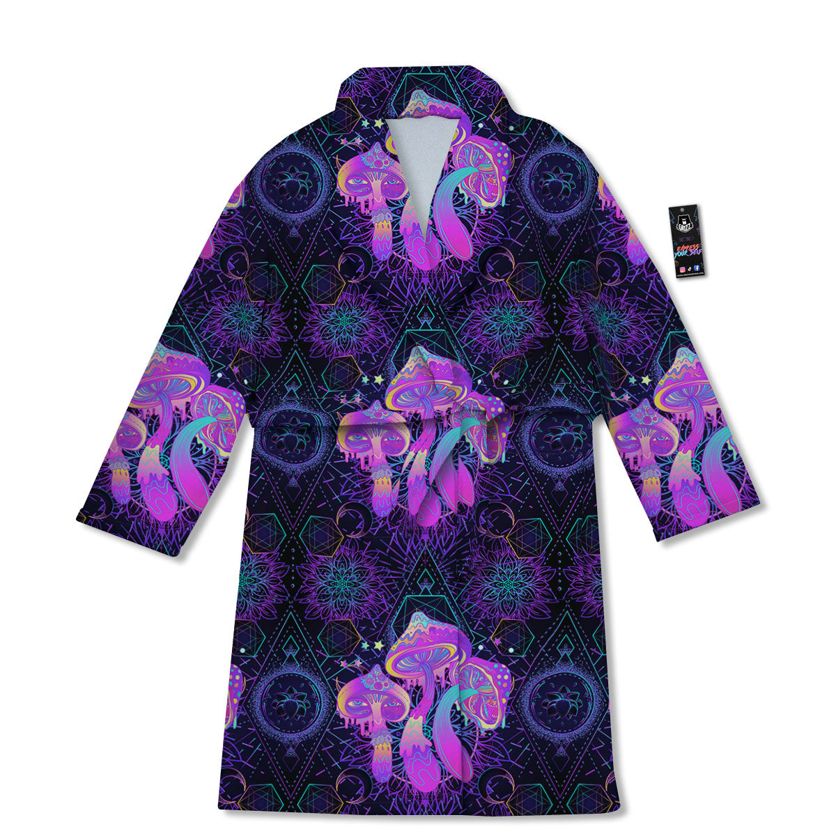 Mushroom Psychedelic Print Pattern Bathrobe-grizzshop