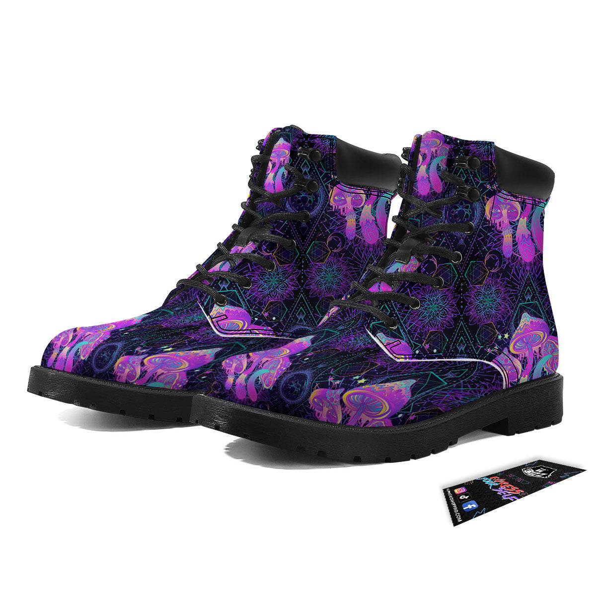 Mushroom Psychedelic Print Pattern Boots-grizzshop