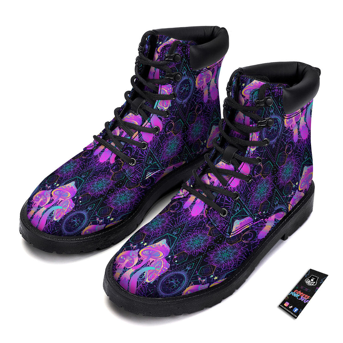 Mushroom Psychedelic Print Pattern Boots-grizzshop