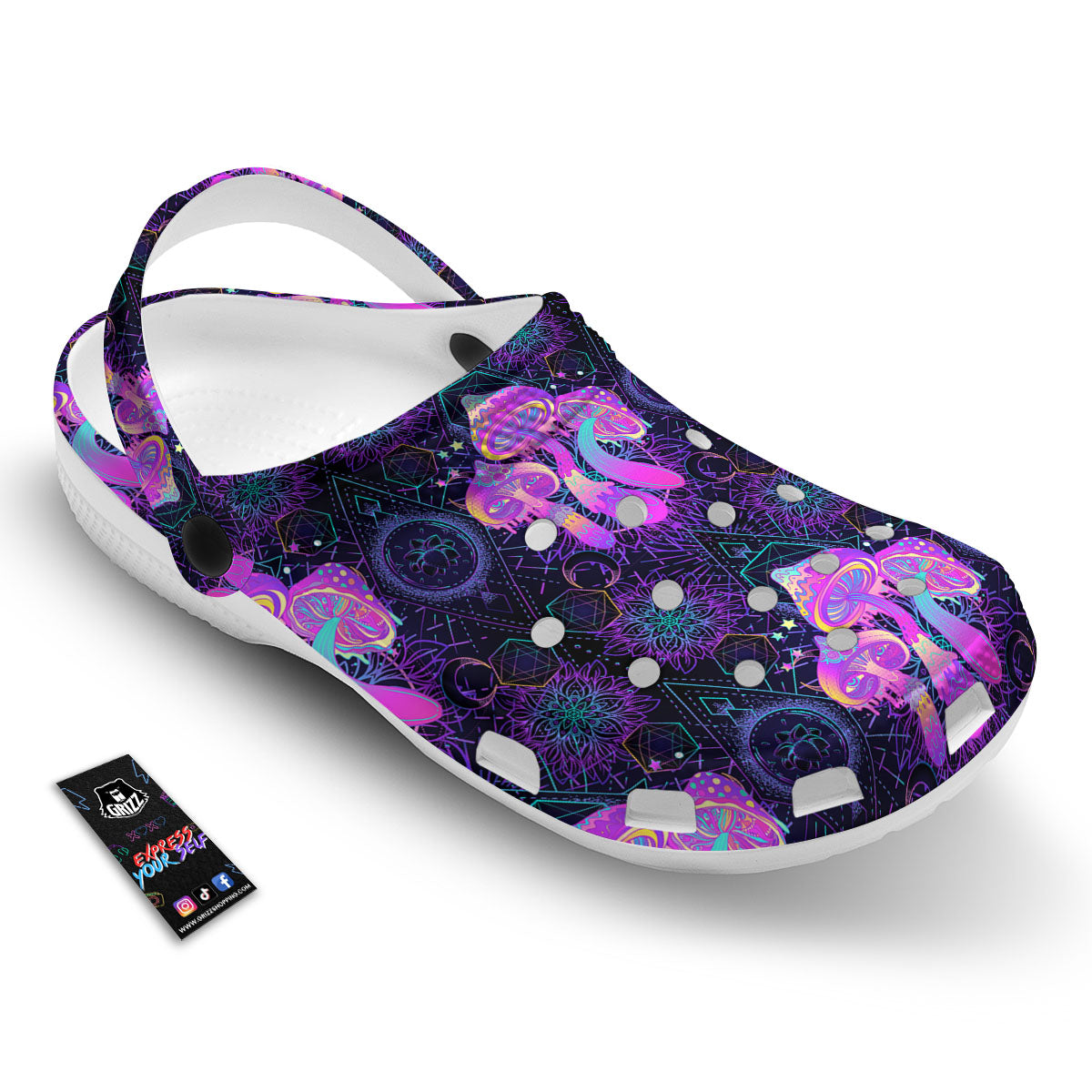 Mushroom Psychedelic Print Pattern Clog-grizzshop