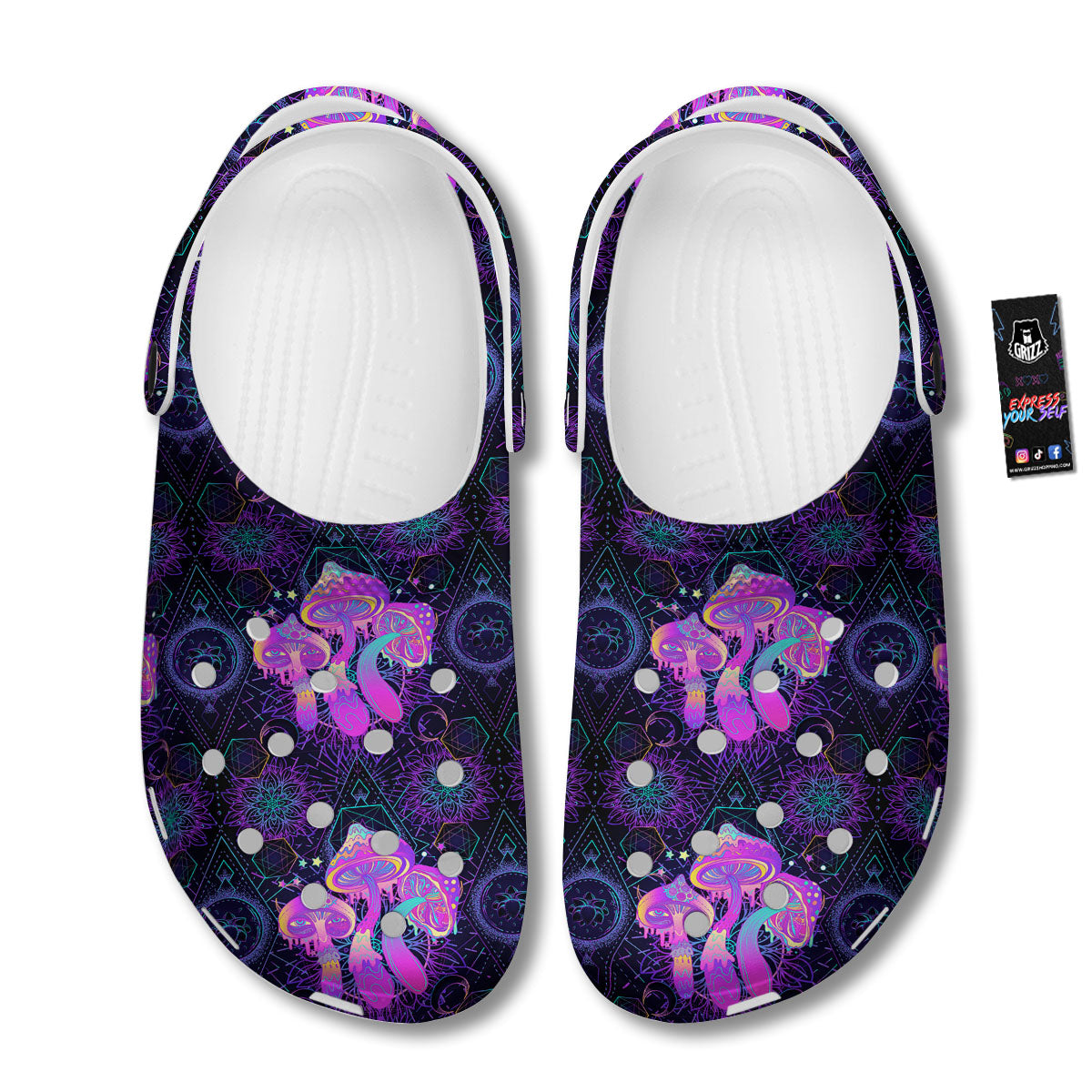 Mushroom Psychedelic Print Pattern Clog-grizzshop