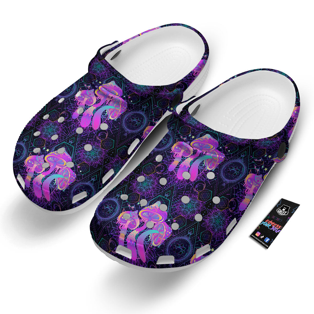 Mushroom Psychedelic Print Pattern Clog-grizzshop