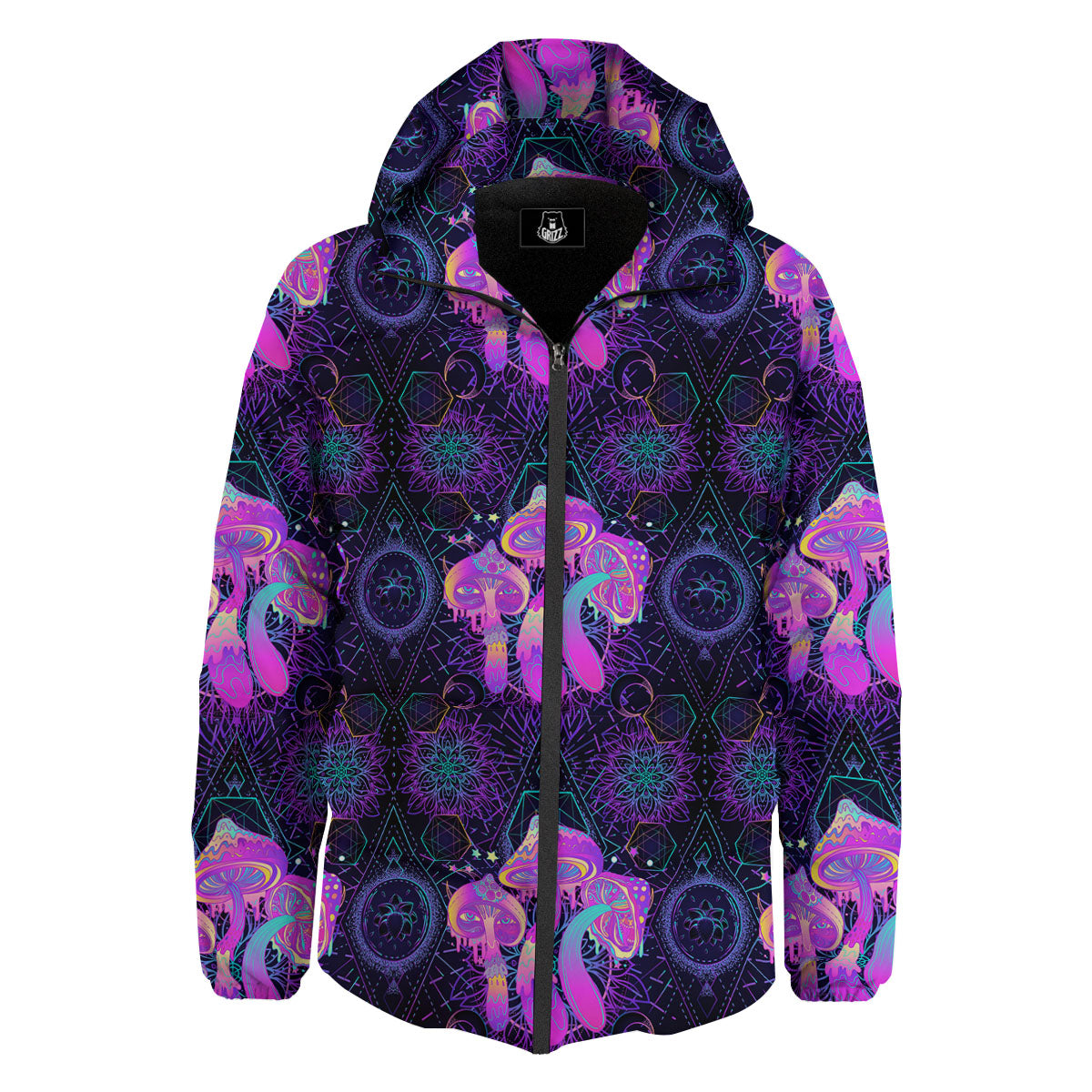 Mushroom Psychedelic Print Pattern Down Jacket-grizzshop