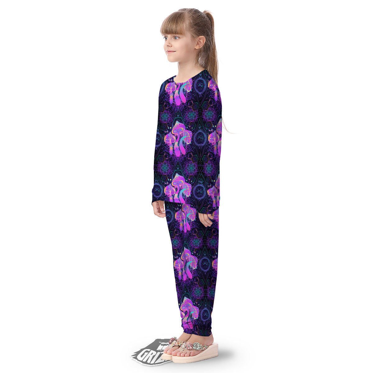 Mushroom Psychedelic Print Pattern Kid's Pajamas-grizzshop