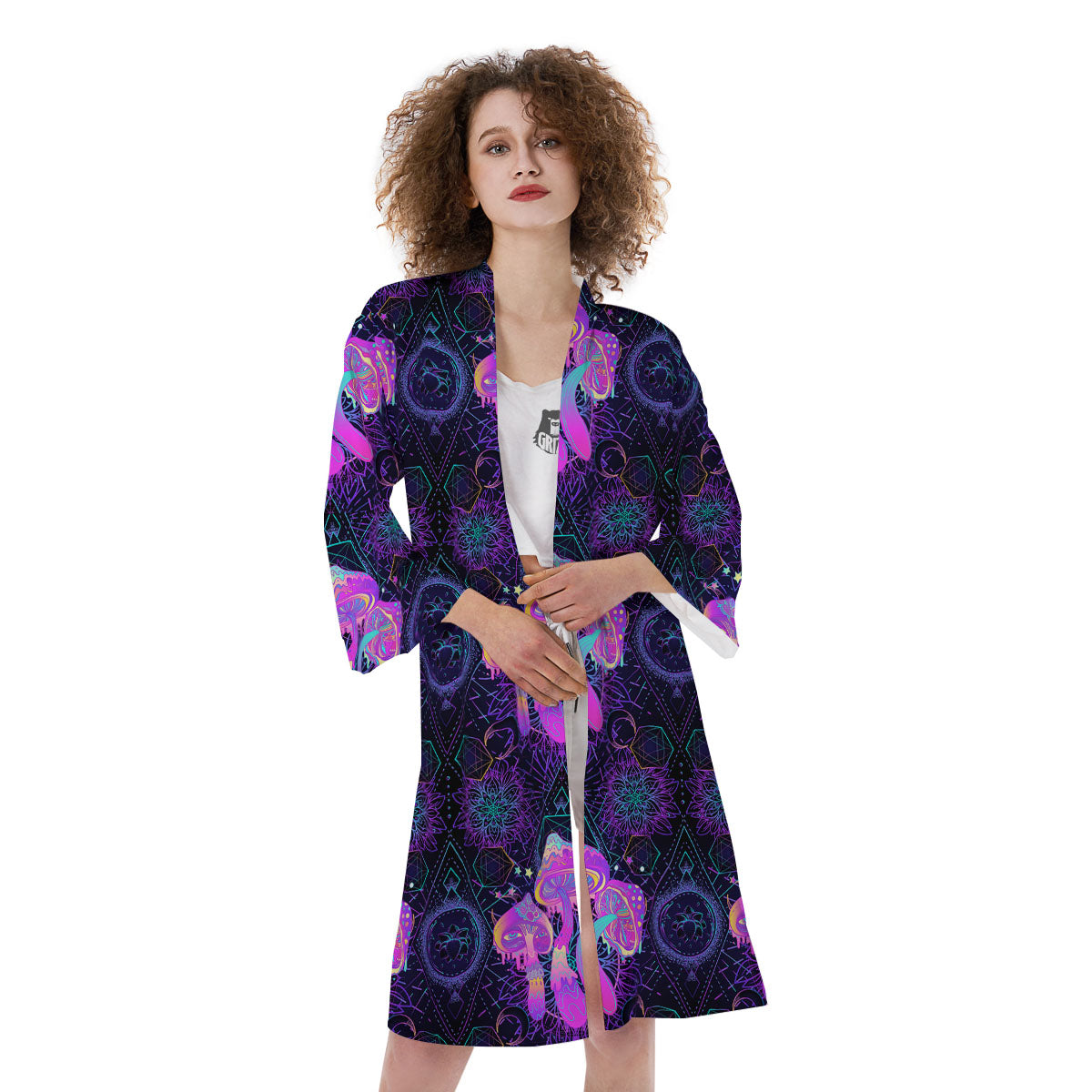 Mushroom Psychedelic Print Pattern Kimono-grizzshop