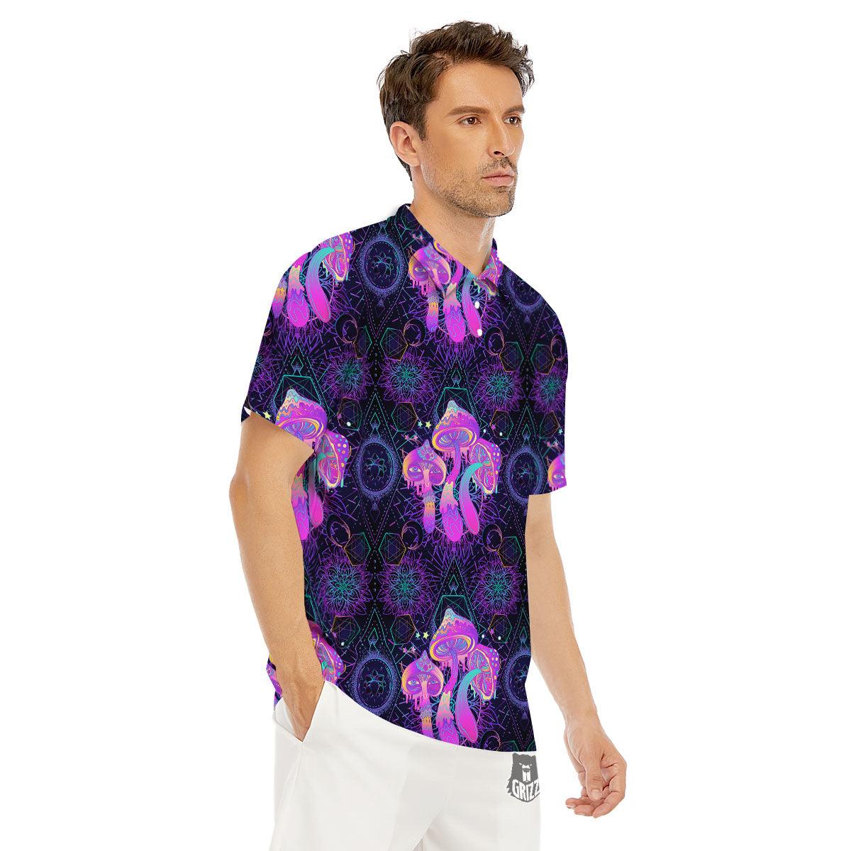 Mushroom Psychedelic Print Pattern Men's Golf Shirts-grizzshop