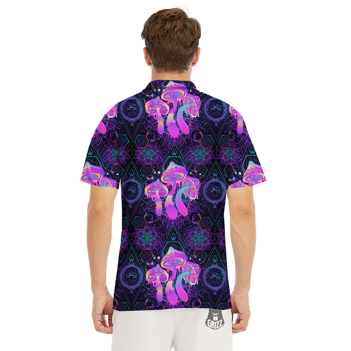 Mushroom Psychedelic Print Pattern Men's Golf Shirts-grizzshop