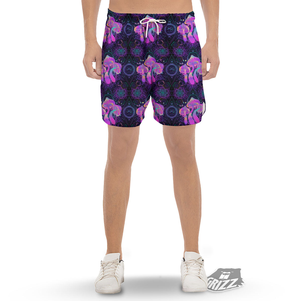 Mushroom Psychedelic Print Pattern Men's Gym Shorts-grizzshop