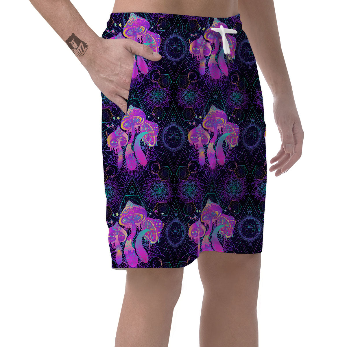 Mushroom Psychedelic Print Pattern Men's Shorts-grizzshop