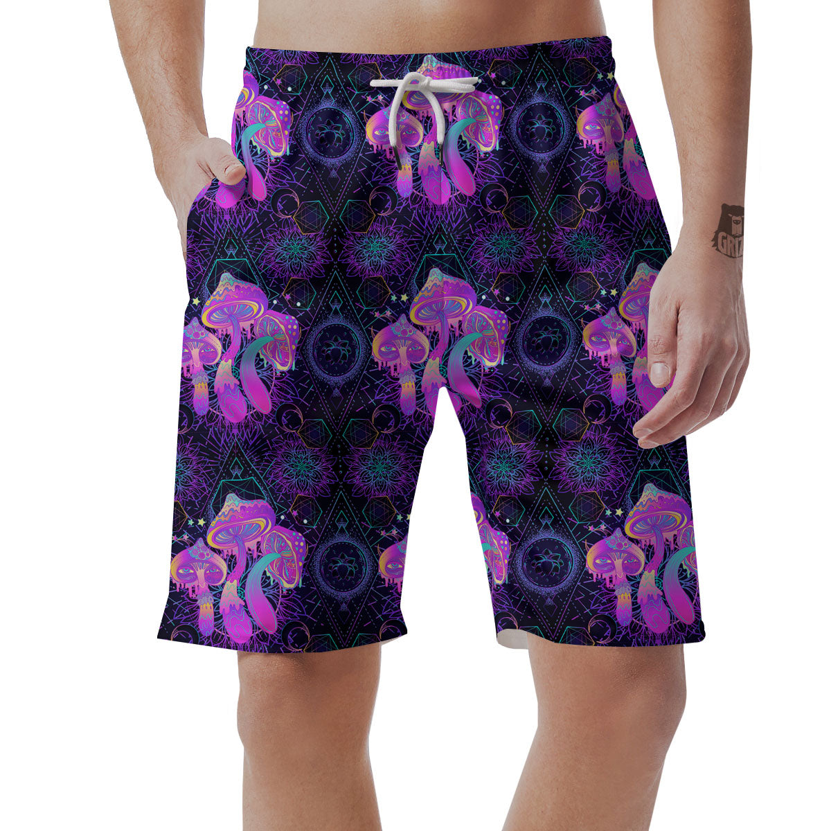 Mushroom Psychedelic Print Pattern Men's Shorts-grizzshop