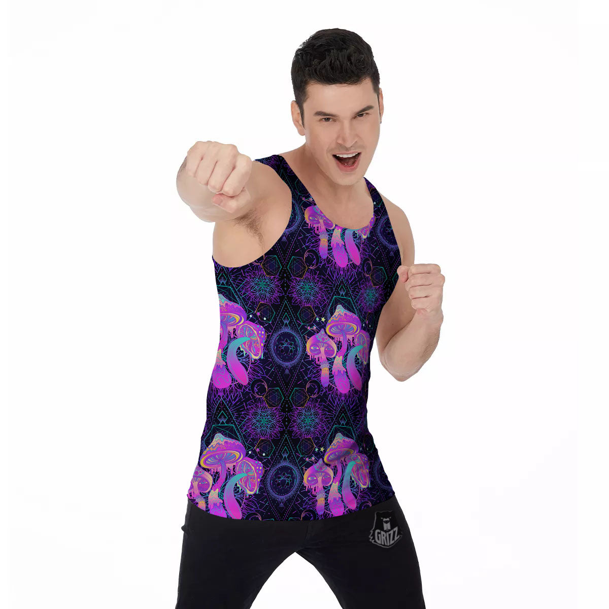 Mushroom Psychedelic Print Pattern Men's Tank Top-grizzshop