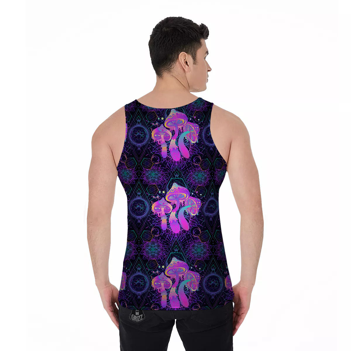 Mushroom Psychedelic Print Pattern Men's Tank Top-grizzshop