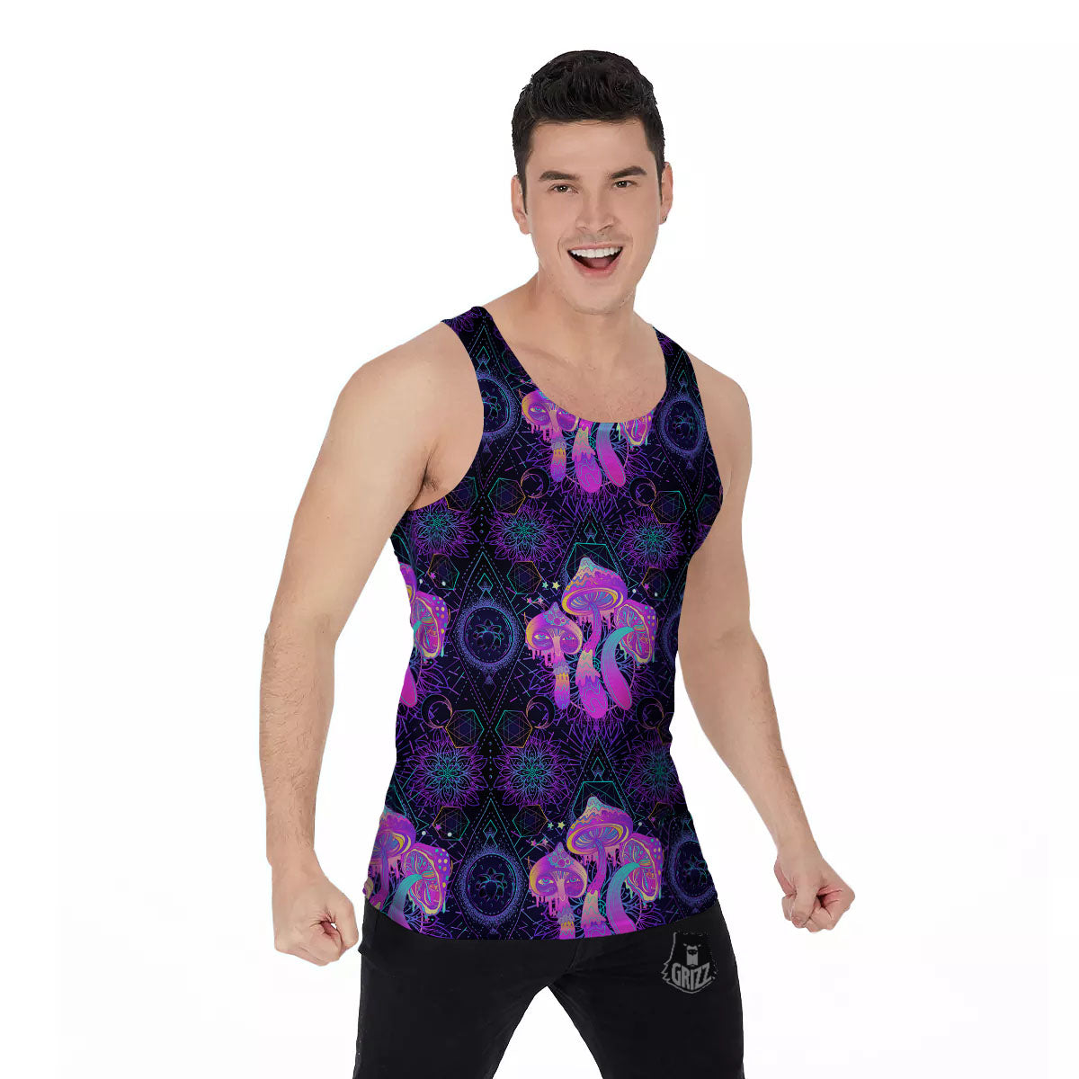 Mushroom Psychedelic Print Pattern Men's Tank Top-grizzshop