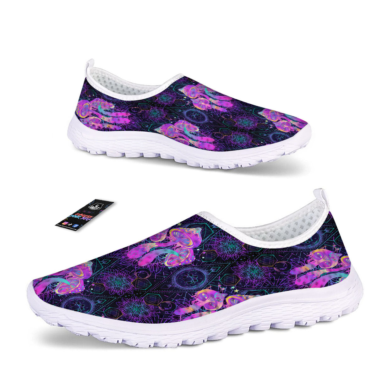 Mushroom Psychedelic Print Pattern Nurse Shoes-grizzshop