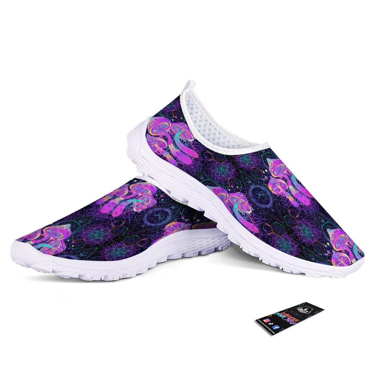 Mushroom Psychedelic Print Pattern Nurse Shoes-grizzshop