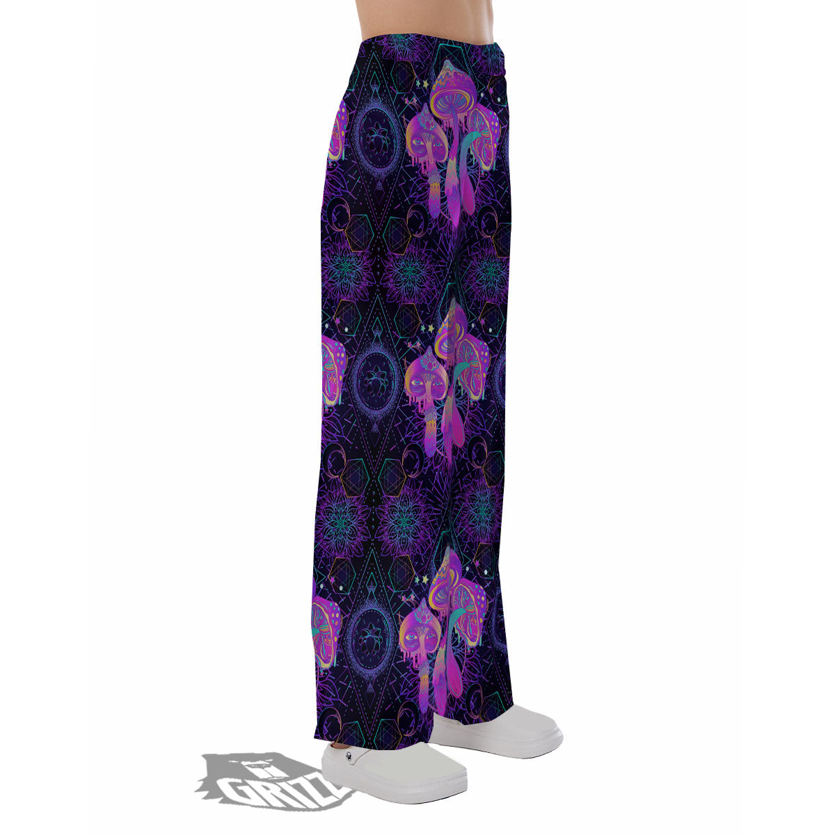 Mushroom Psychedelic Print Pattern Pajama Pants-grizzshop