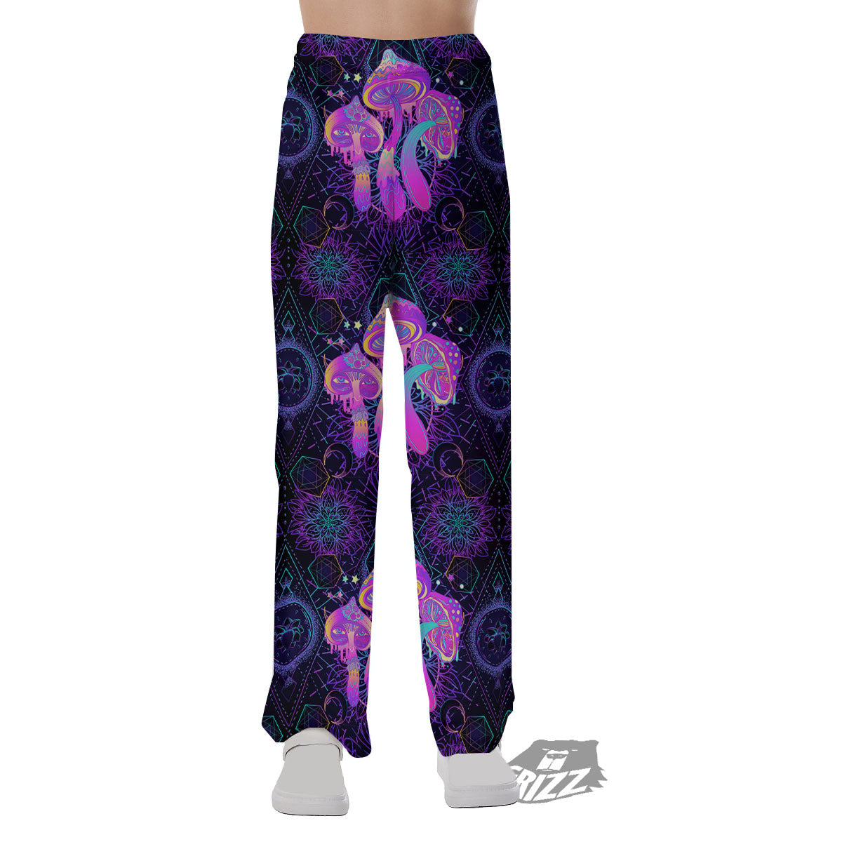 Mushroom Psychedelic Print Pattern Pajama Pants-grizzshop
