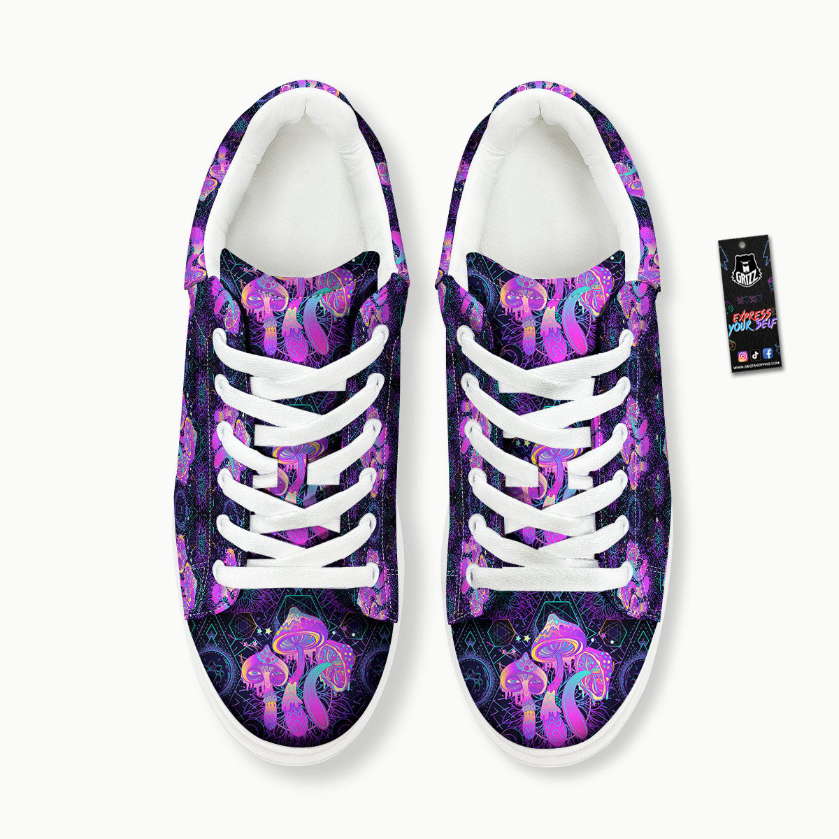 Mushroom Psychedelic Print Pattern Platform Shoes-grizzshop