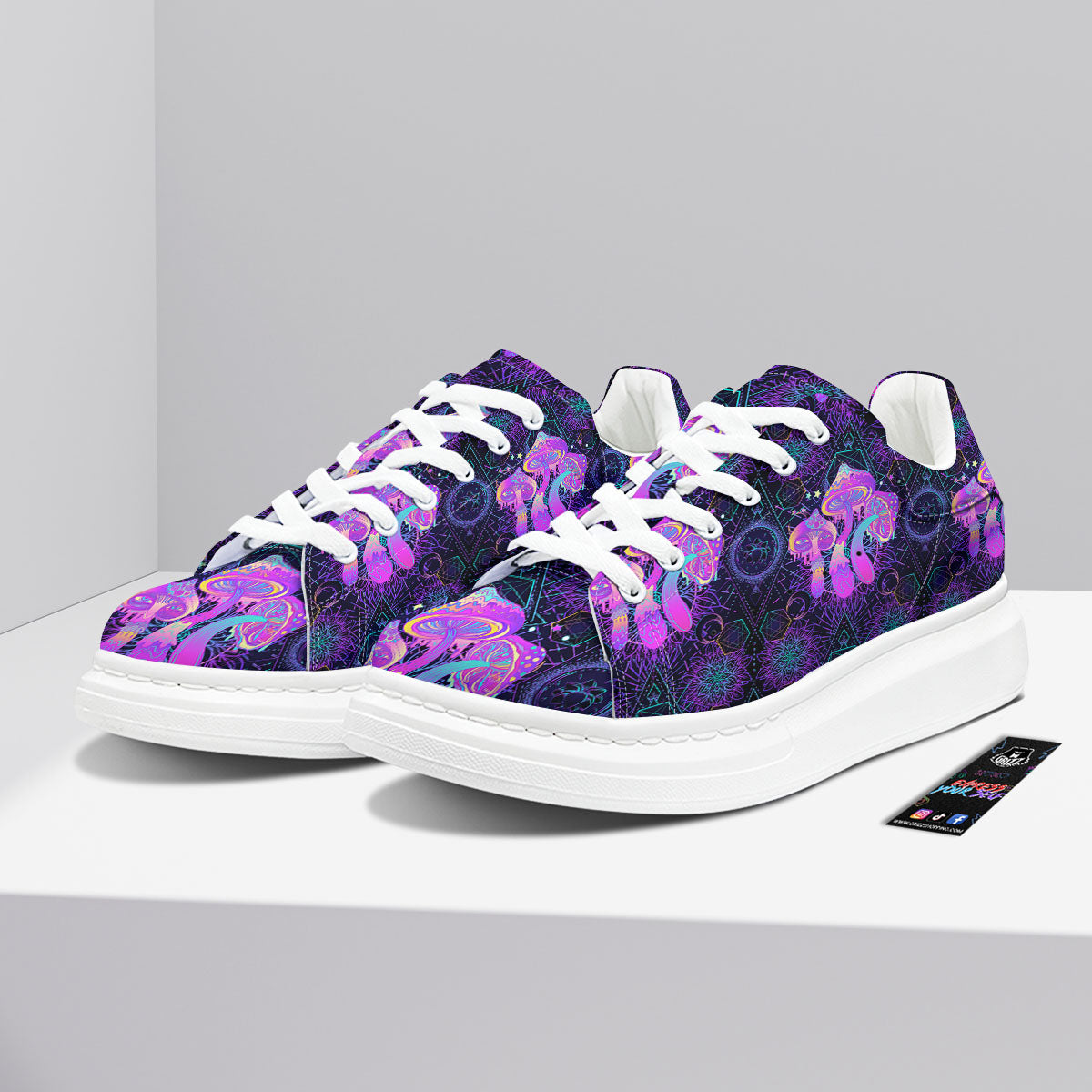 Mushroom Psychedelic Print Pattern Platform Shoes-grizzshop