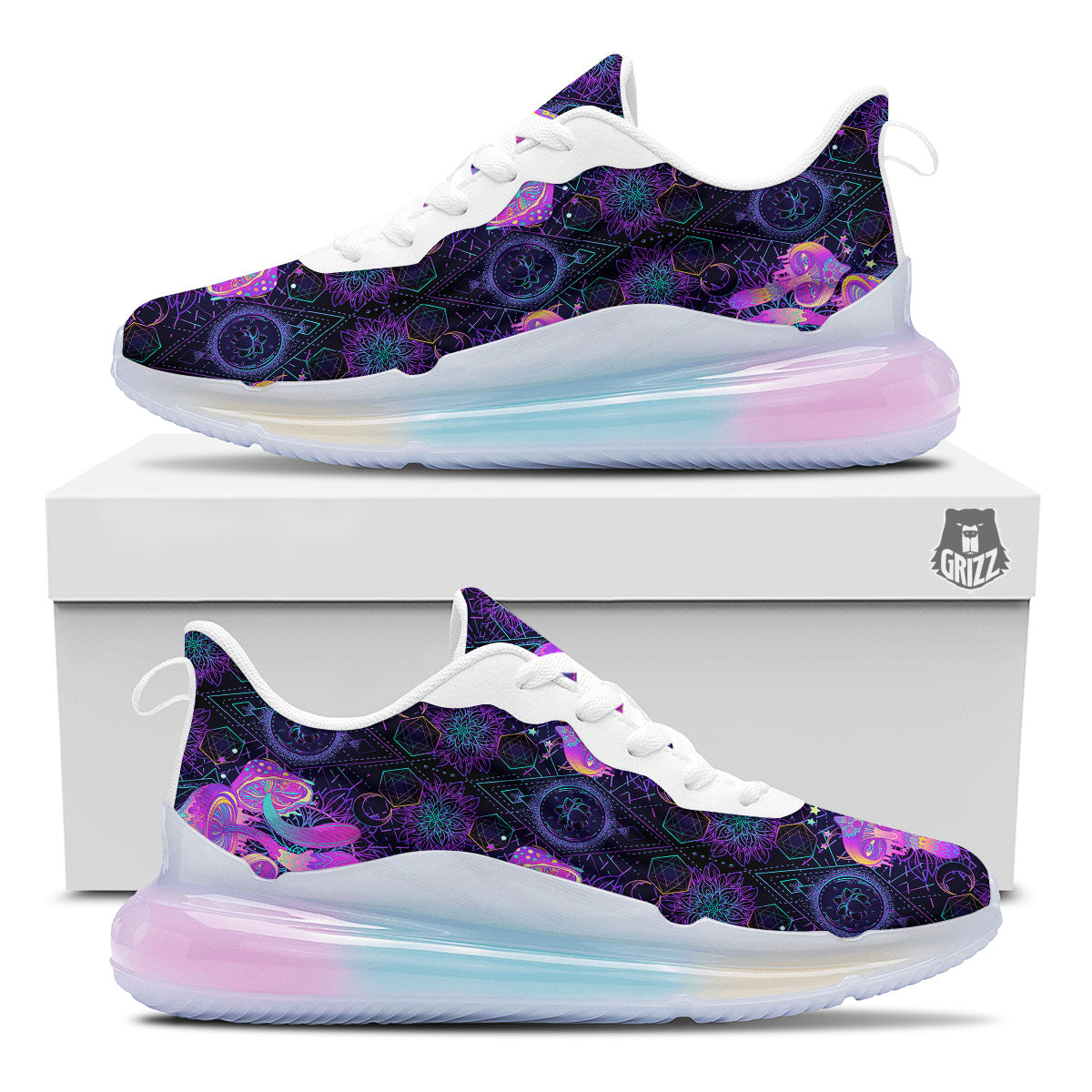 Mushroom Psychedelic Print Pattern Running Sneakers-grizzshop
