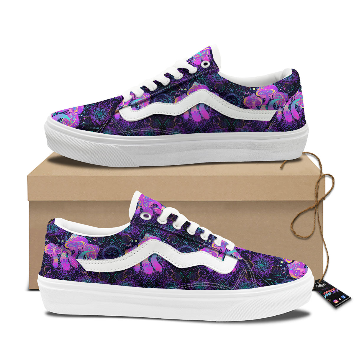 Mushroom Psychedelic Print Pattern Skate Shoes-grizzshop