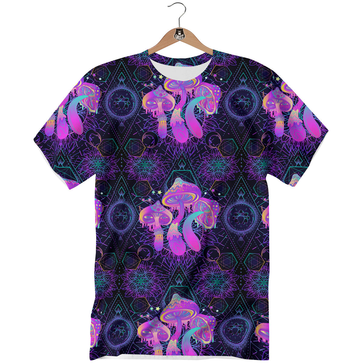 Mushroom Psychedelic Print Pattern T-Shirt-grizzshop