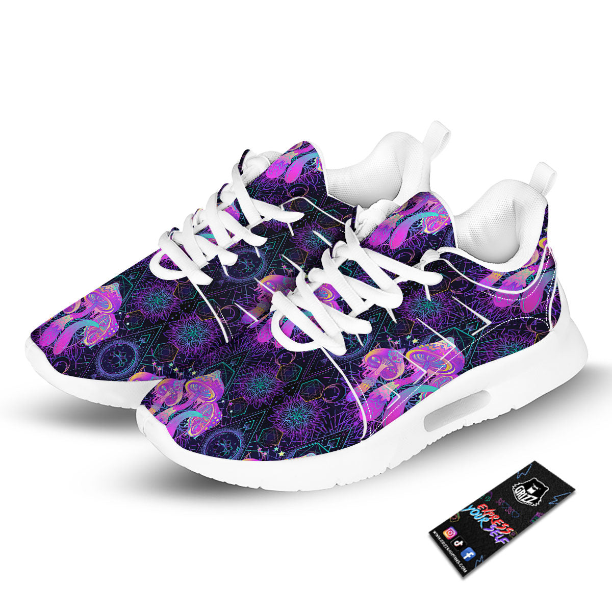 Mushroom Psychedelic Print Pattern Tennis Shoes-grizzshop