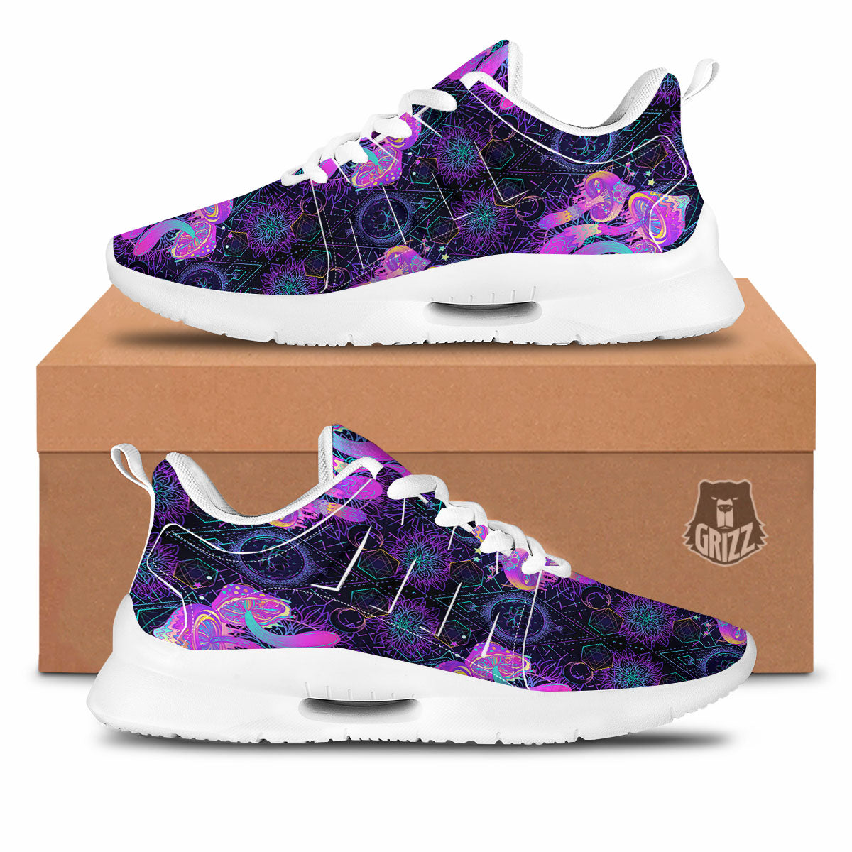 Mushroom Psychedelic Print Pattern Tennis Shoes-grizzshop