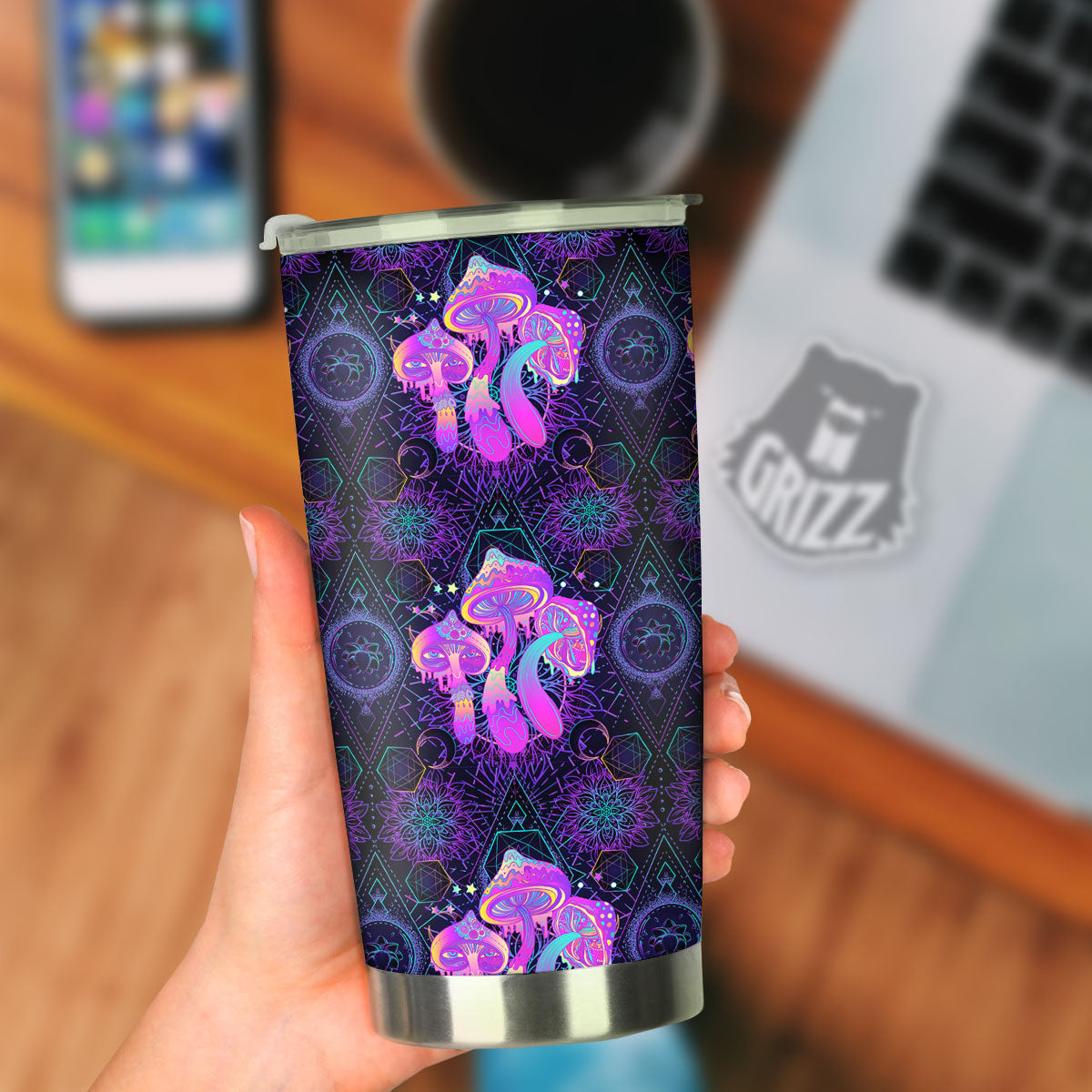 Mushroom Psychedelic Print Pattern Tumbler-grizzshop