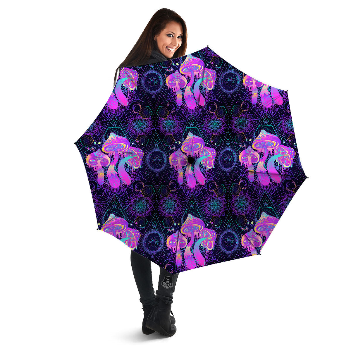 Mushroom Psychedelic Print Pattern Umbrella-grizzshop