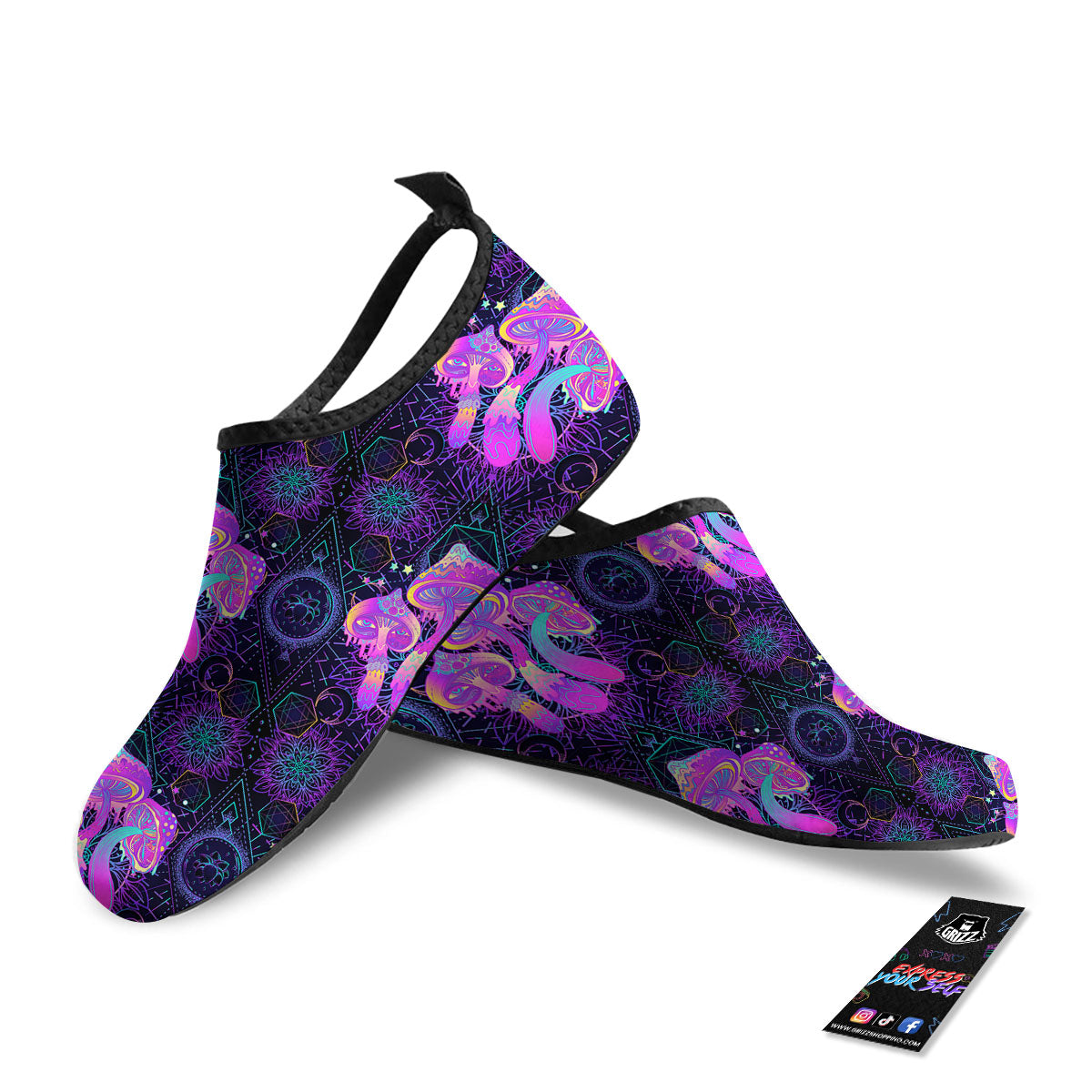Mushroom Psychedelic Print Pattern Water Shoes-grizzshop