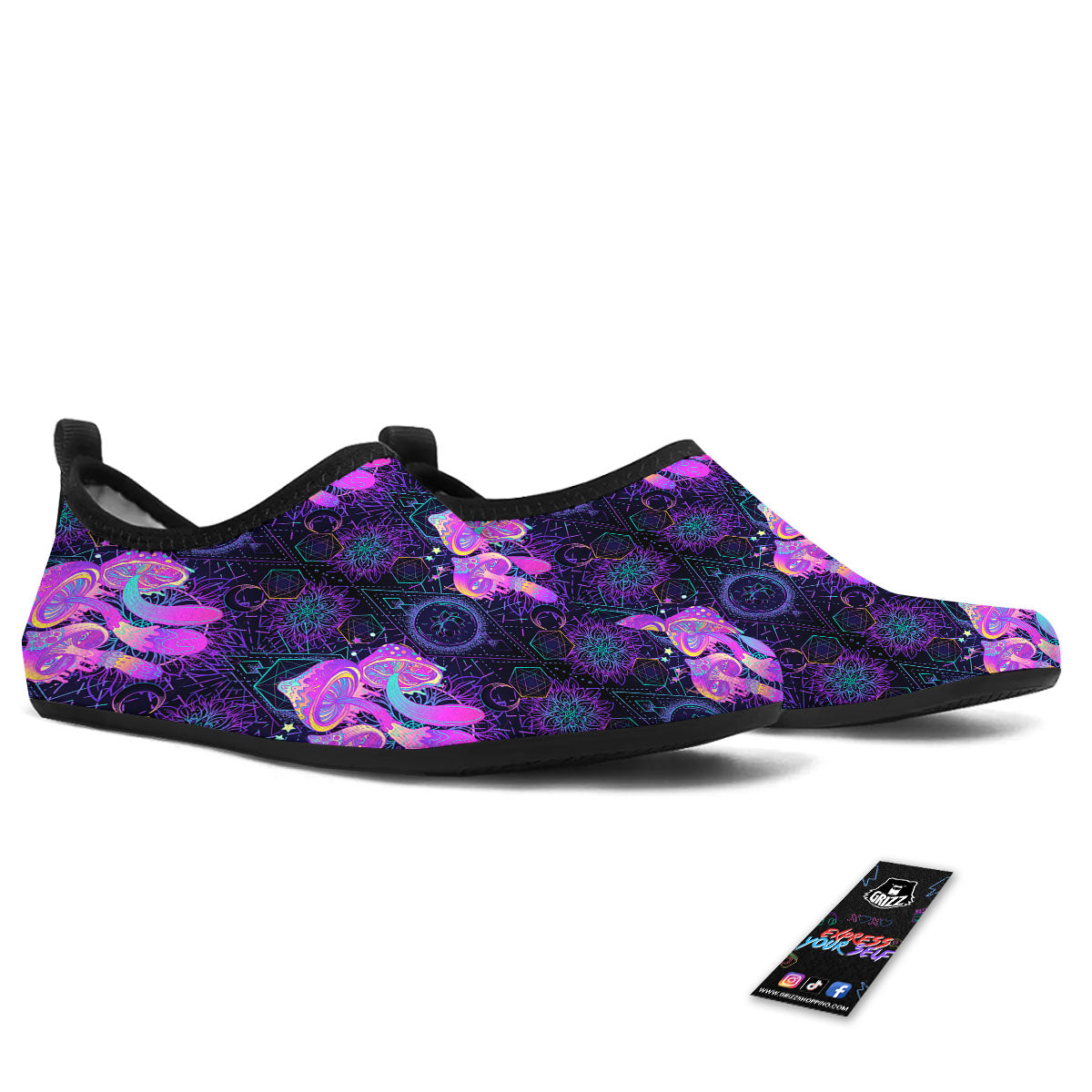 Mushroom Psychedelic Print Pattern Water Shoes-grizzshop