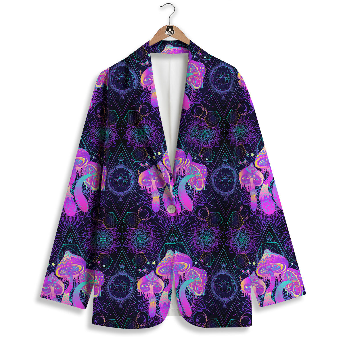 Mushroom Psychedelic Print Pattern Women's Blazer-grizzshop