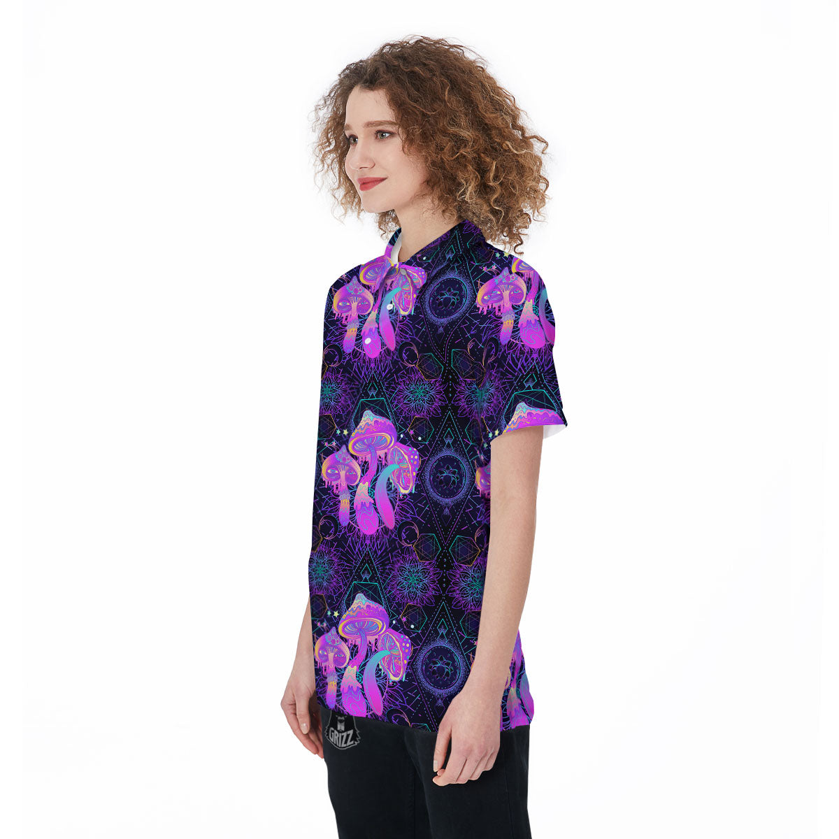 Mushroom Psychedelic Print Pattern Women's Golf Shirts-grizzshop