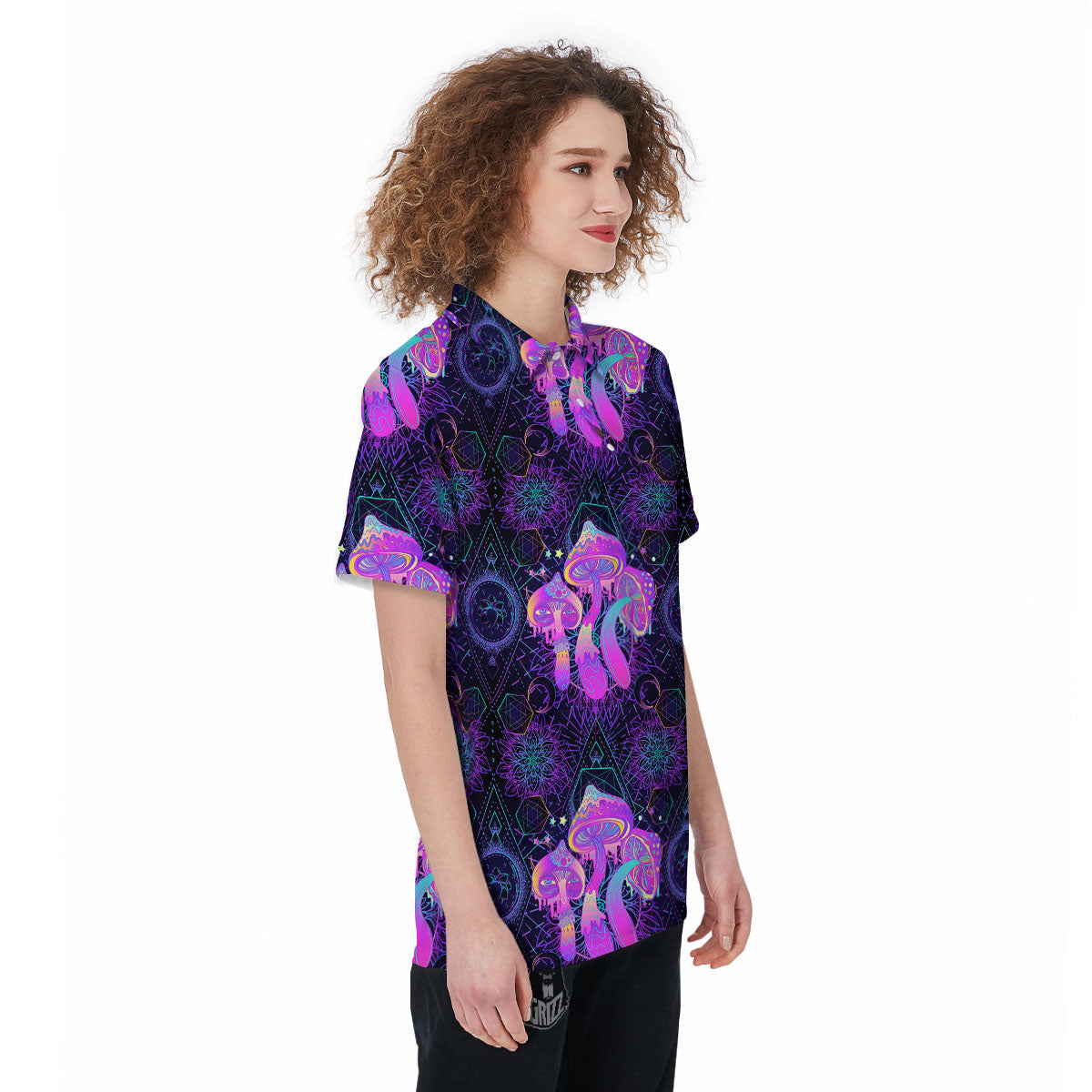 Mushroom Psychedelic Print Pattern Women's Golf Shirts-grizzshop