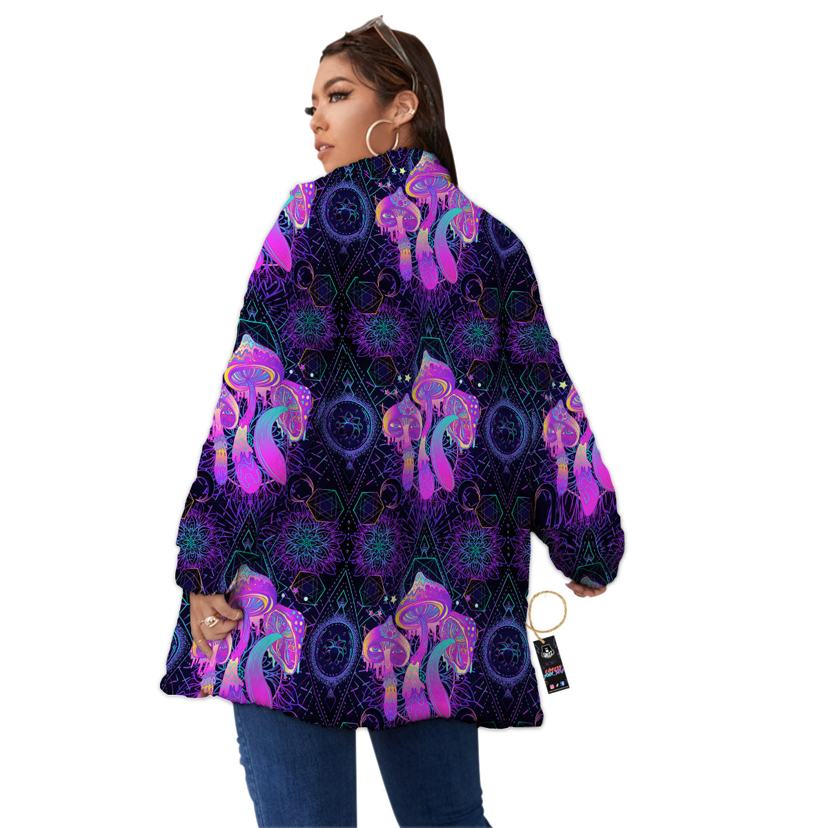 Mushroom Psychedelic Print Pattern Women's Sherpa Jacket-grizzshop