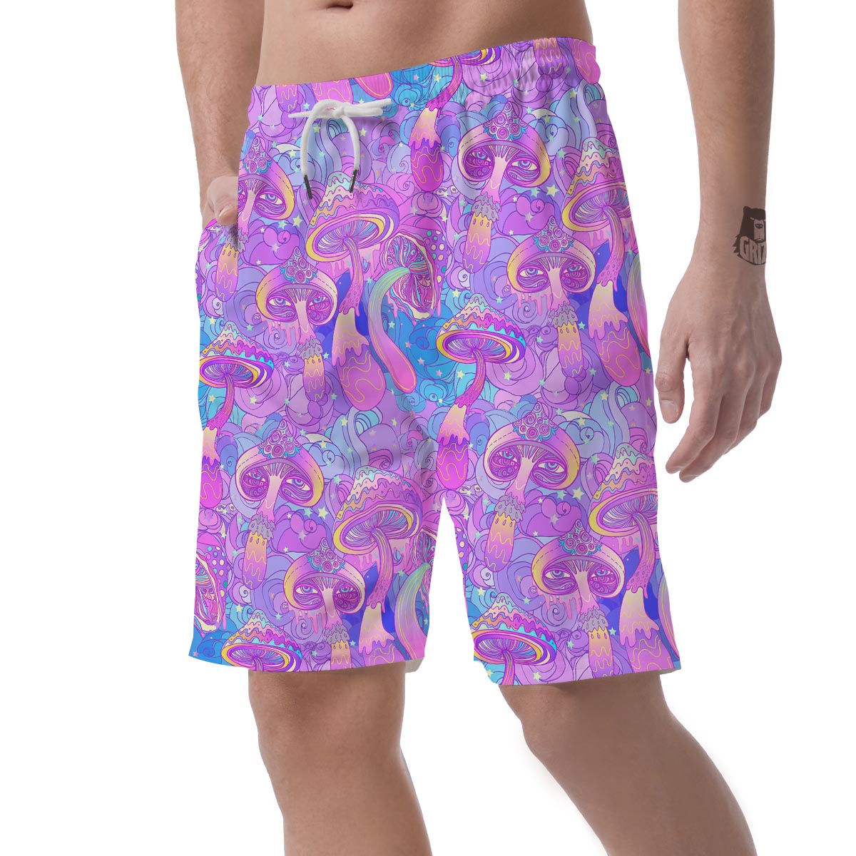 Mushroom Psychedelic Trippy Men's Shorts-grizzshop