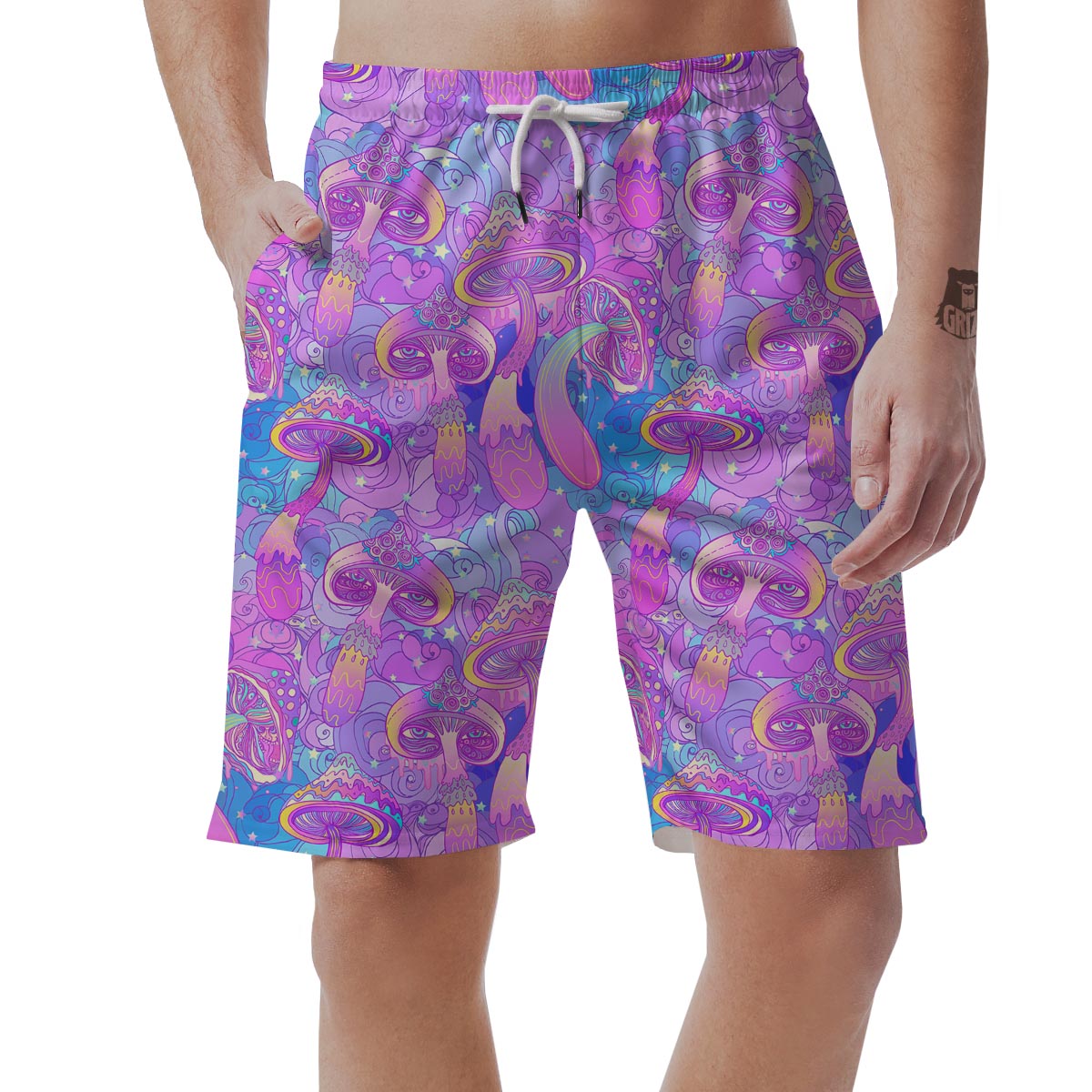 Mushroom Psychedelic Trippy Men's Shorts-grizzshop