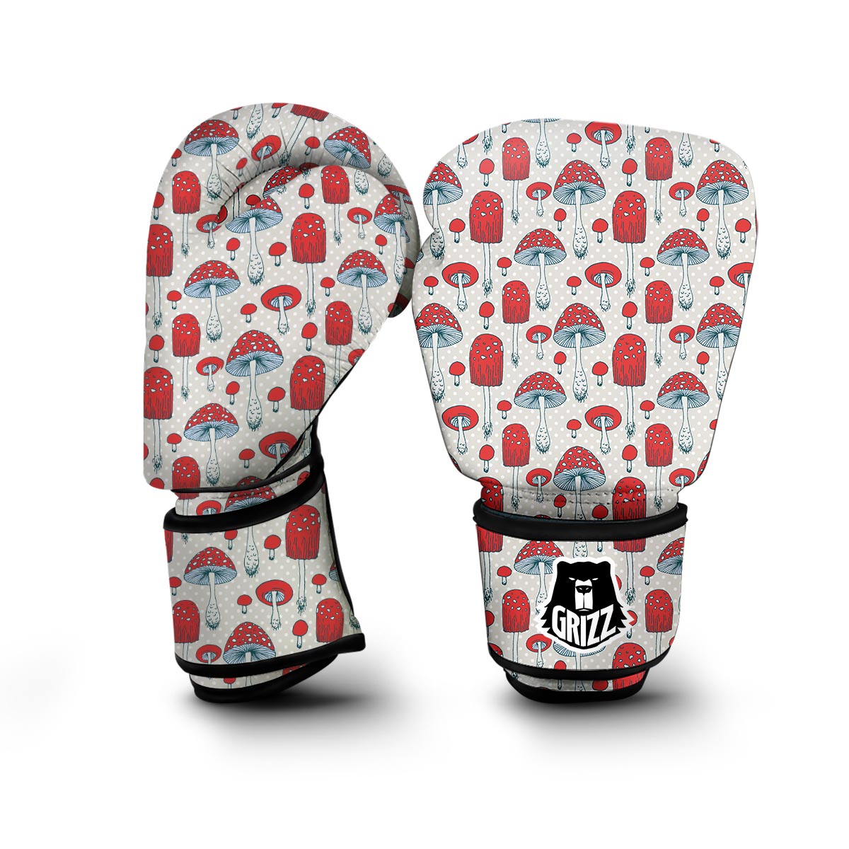 Mushroom Red Dot Print Pattern Boxing Gloves-grizzshop