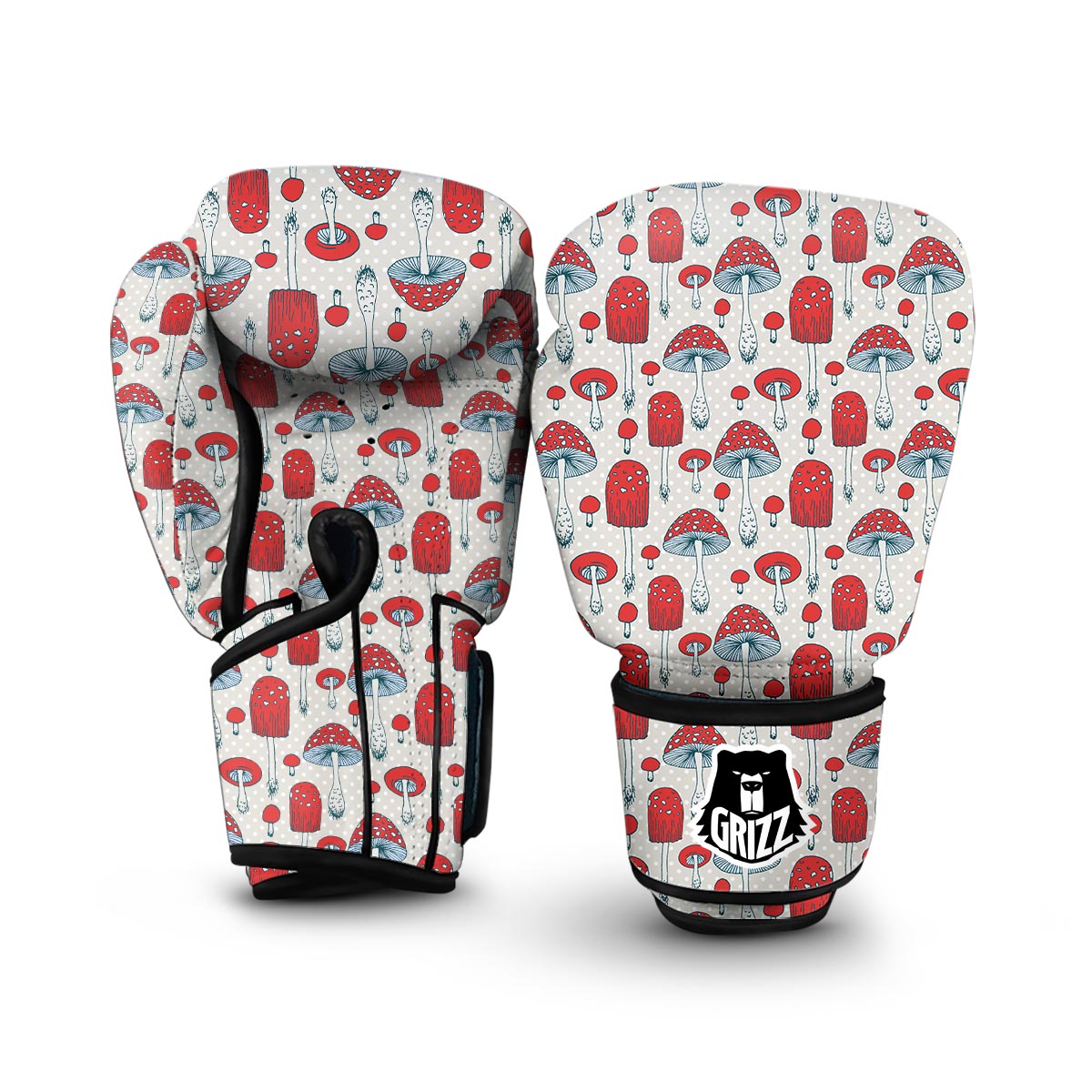 Mushroom Red Dot Print Pattern Boxing Gloves-grizzshop