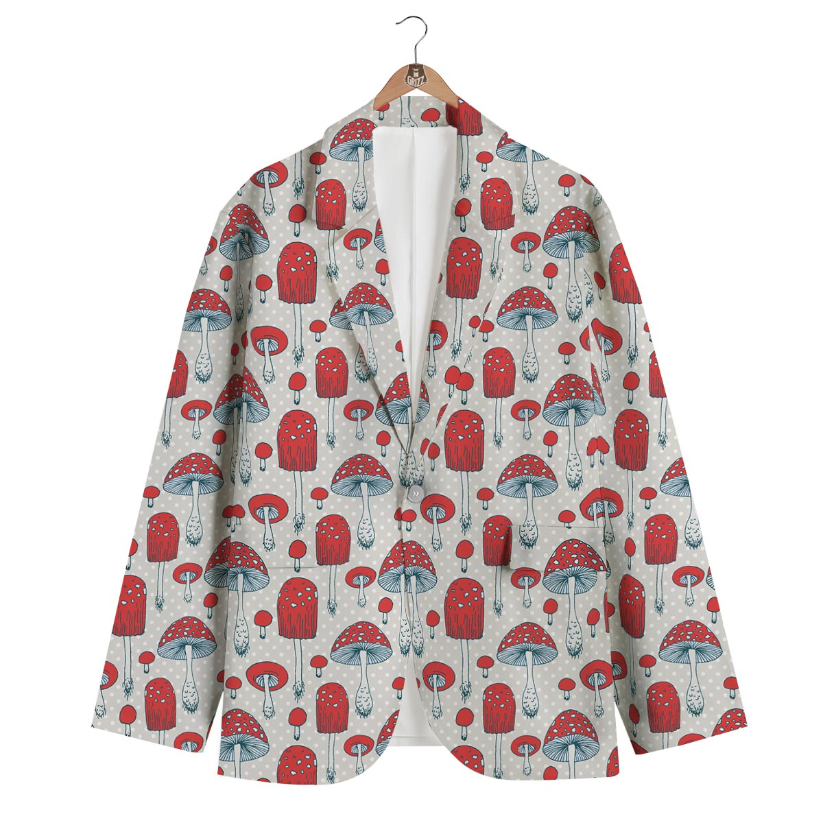 Mushroom Red Dot Print Pattern Men's Blazer-grizzshop
