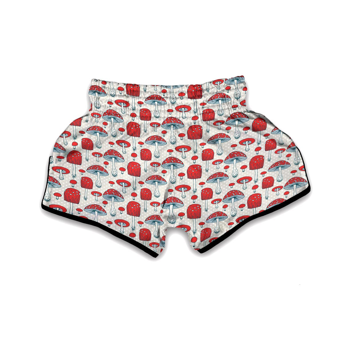Mushroom Red Dot Print Pattern Muay Thai Boxing Shorts-grizzshop
