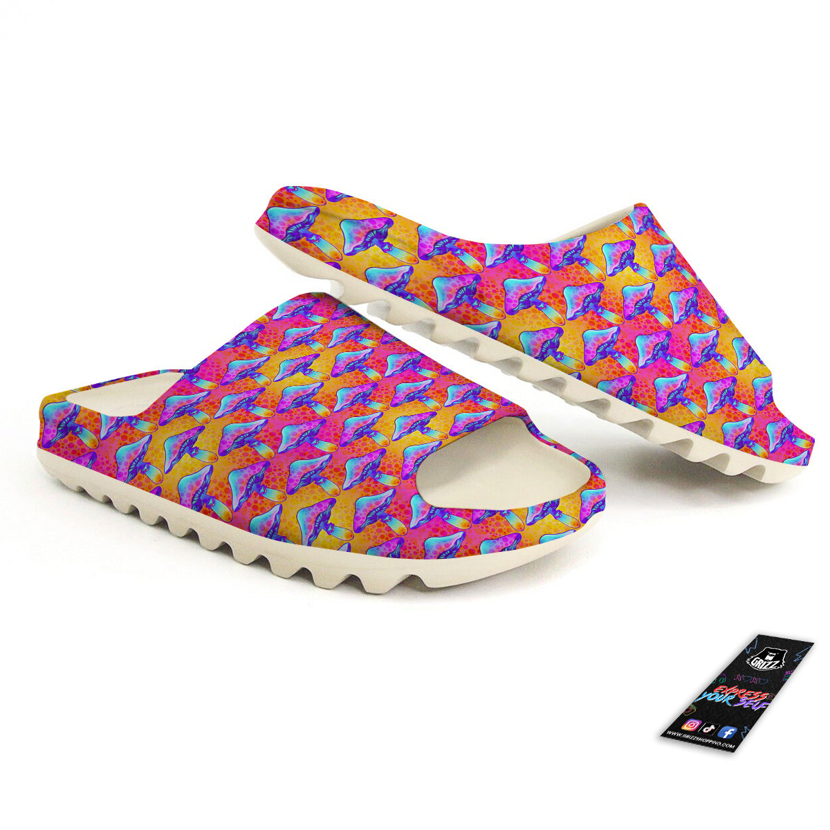 Mushroom Psychedelic Hippie Print Pattern Sandals-grizzshop