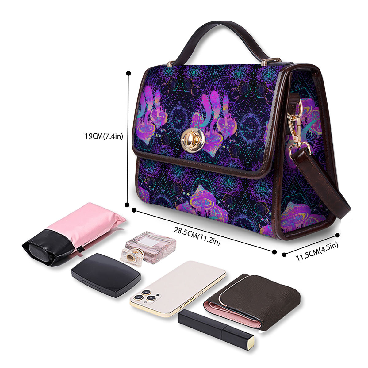 Mushroom Psychedelic Print Pattern Women's Satchel Bag