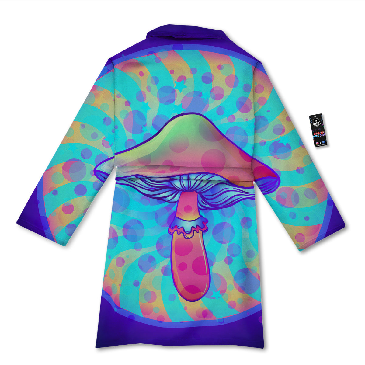 Mushrooms Psychedelic Print Bathrobe-grizzshop