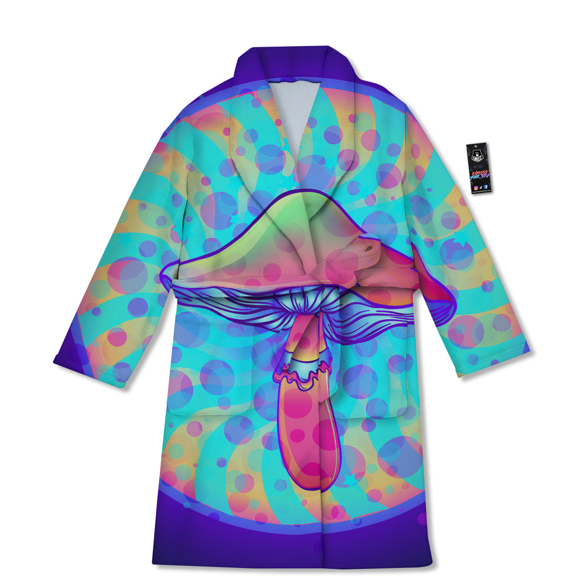 Mushrooms Psychedelic Print Bathrobe-grizzshop