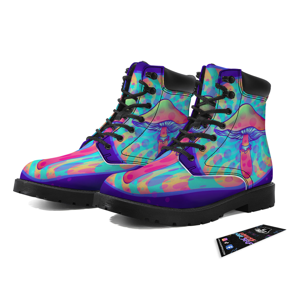 Mushrooms Psychedelic Print Boots-grizzshop