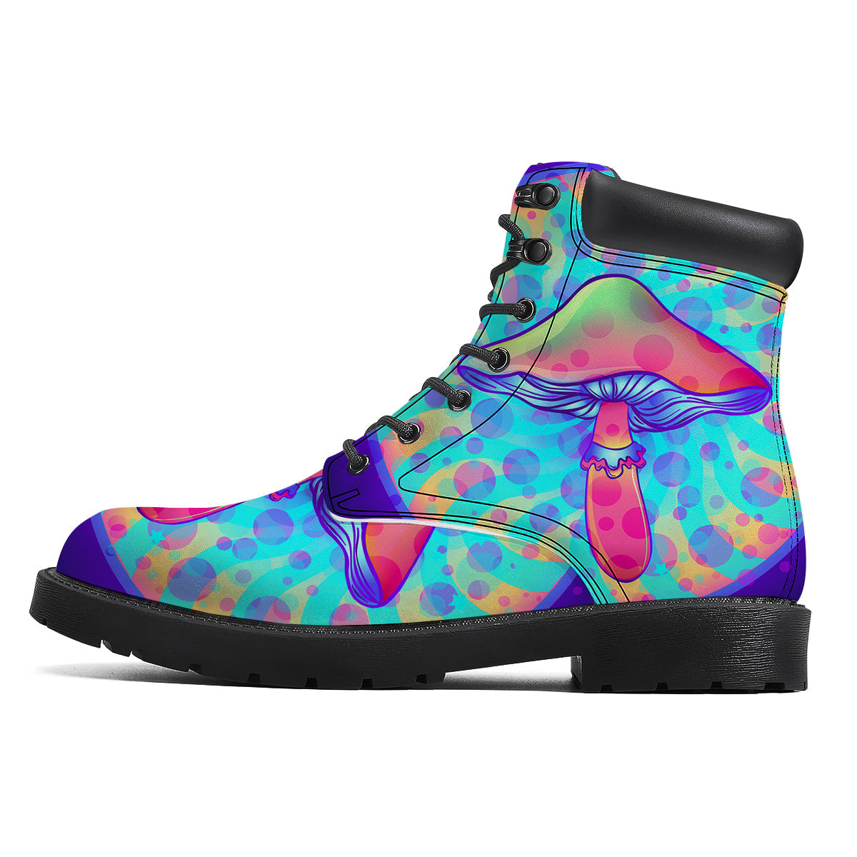 Mushrooms Psychedelic Print Boots-grizzshop